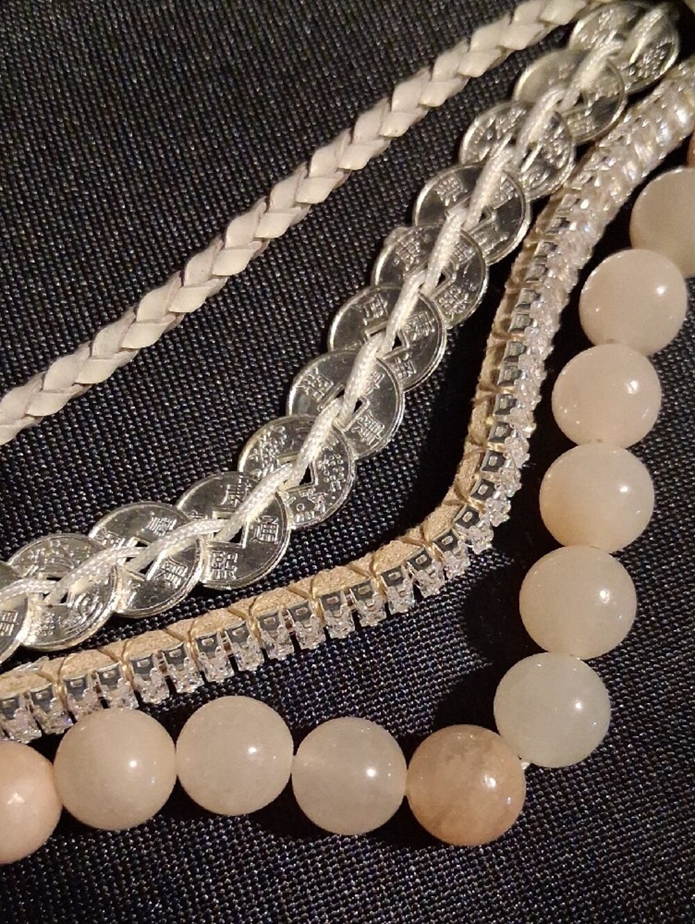 Victoria Emerson Blush Beaded and Silver Multi-Strand Cuff Bracelet. - Picture 3 of 10
